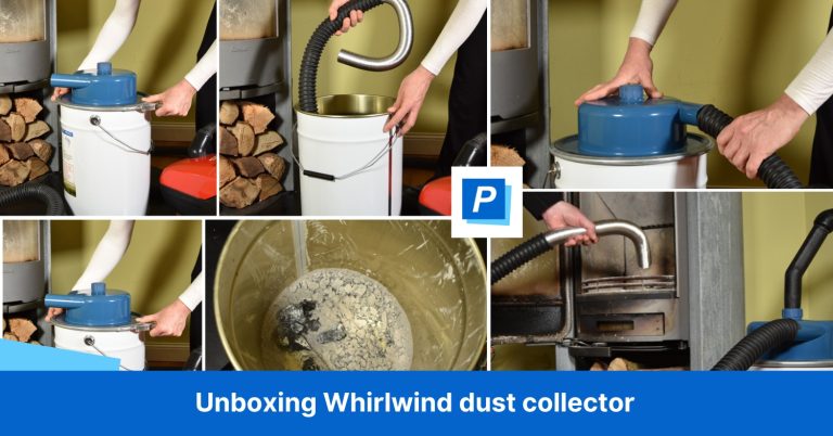 Image shows step for step how to use Whirlwind dust collector from Pellvac
